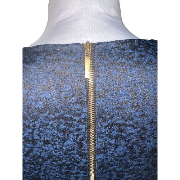 Ann Taylor Loft Sleeveless Blue & Black Textured Sheath Dress With Back Zipper - Picture 3 of 7